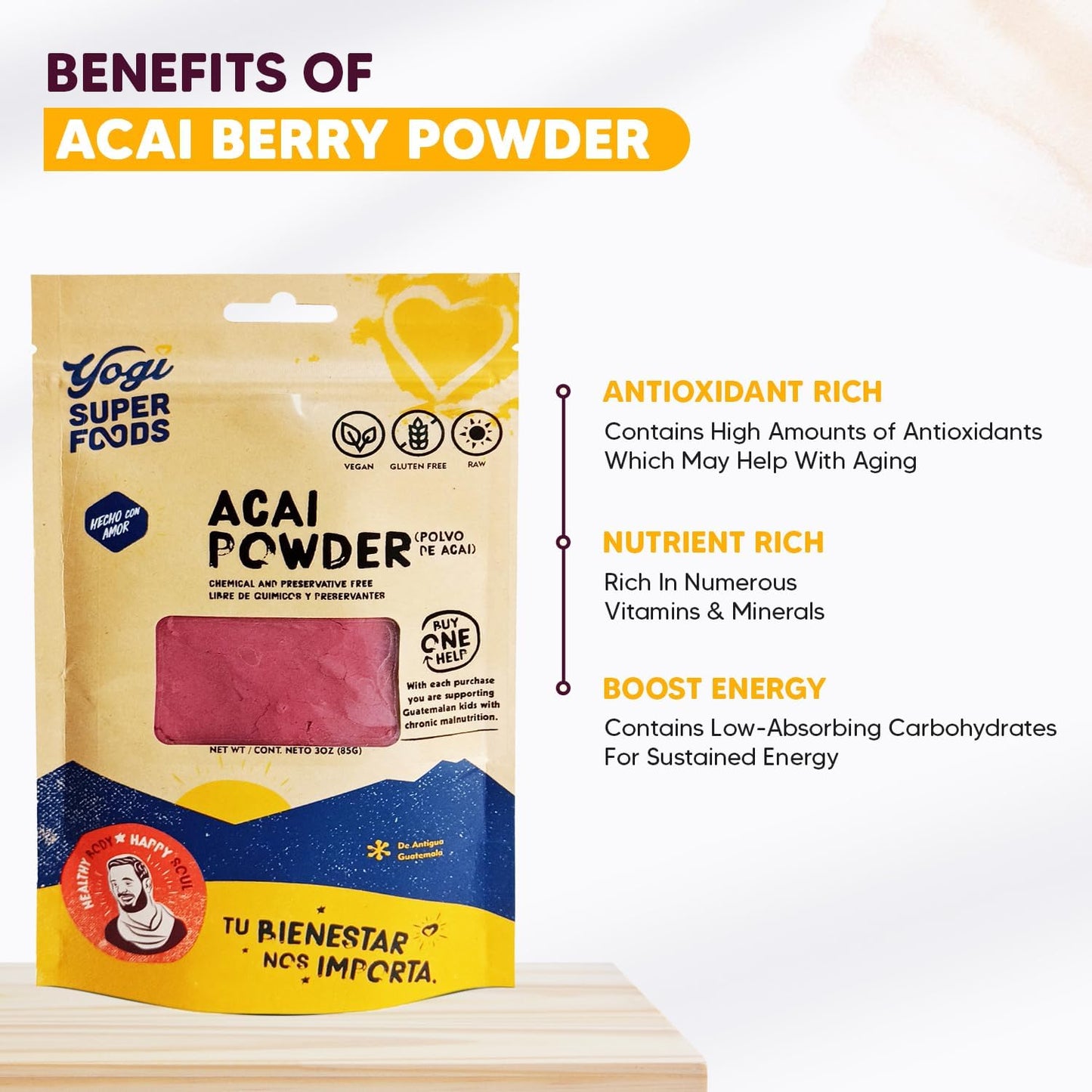 Acai Berry Powder, Freeze Dried Acai Powder - Organic Acai Powder for Smoothie Bowls, High in Nutrient-Dense Antioxidants, Made from Brazilian Acai Trees - Vegan, Gluten Free