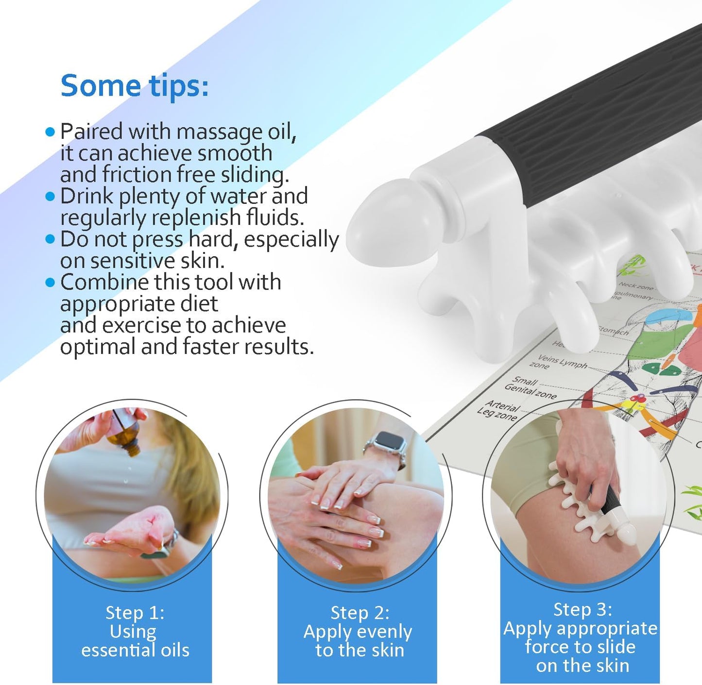 Fascia Massage Tool Myofascial Release Blaster Tools for Anti-Cellulite Skin Soothing Lymphatic Drainage Trigger Point Deep Tissue Neck,Shoulder,Lower Back,Psoas,Thighs,Butt & Full Body(Black)