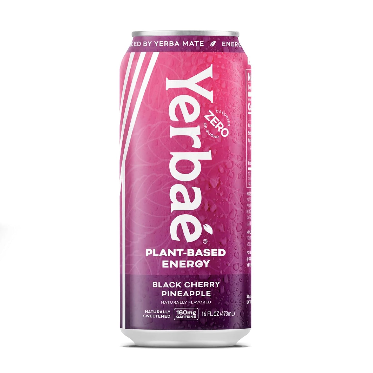 Yerbaé Energy Beverage - Black Cherry Pineapple, 0 Sugar, 0 Calories, 0 Carbs. Yerbae is Energized by Yerba Mate, Plant-Based, Healthy Alternative to Sugary Drinks, 16oz cans (12 Pack)