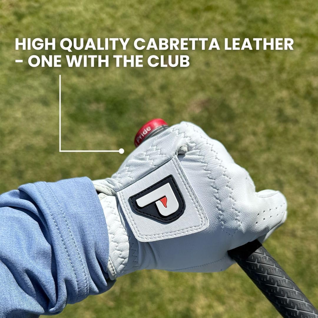 PUR3 2 Pack Golf Gloves Men | Real Genuine Cabretta Leather Glove - Super Soft Feel - Ball Marker Included - Mens Golf Gloves Left Hand or Right Hand