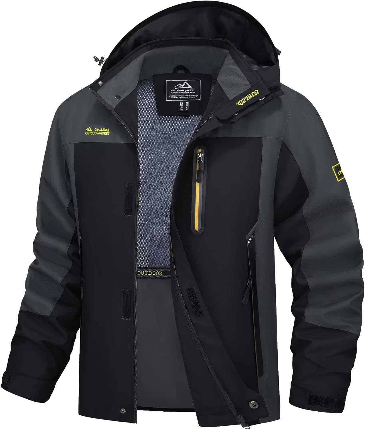 MAGCOMSEN Men's Hooded Windproof Water Resistant Rain Jacket Windbreaker 5 Pockets for Hiking,Fishing,Travel