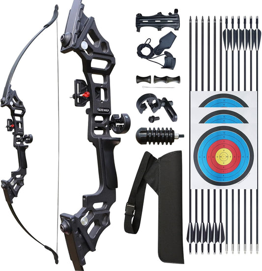 Archery Bow Set Recurve Bow and Arrow Adult Set 51" Training Bow Takedown 30 40 50lb Long Bows for Hunting Adult Beginner with 12 Arrows