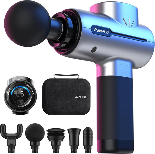 RENPHO Massage Gun Deep Tissue, Portable Percussion Massager for Back and Neck, Gifts for Men and Women, Handheld Device with Carry Case, Active