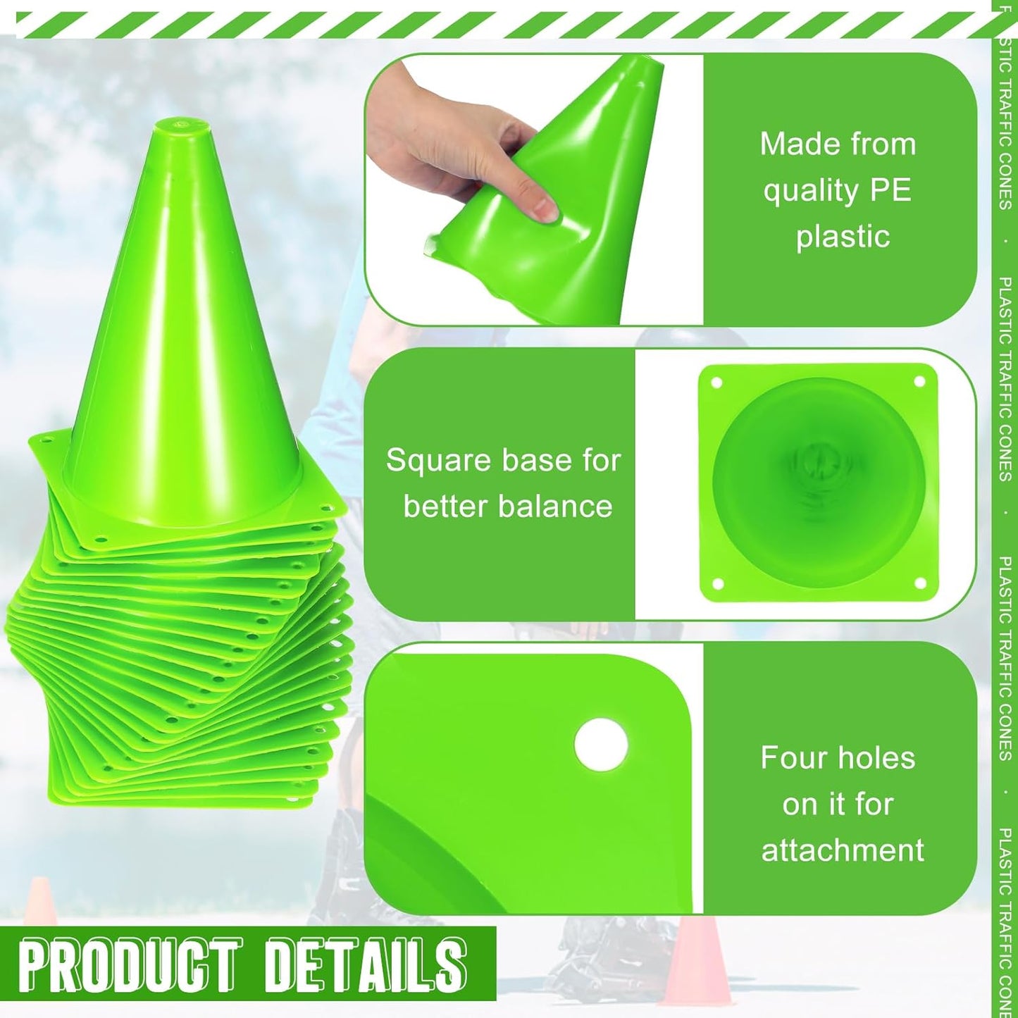 Syhood 30 Pack 7 Inch Plastic Traffic Cones Sports Training Agility Marker Mini Cones for Soccer, Skating, Football, Basketball, Indoor and Outdoor Games Sports Practice Equipment