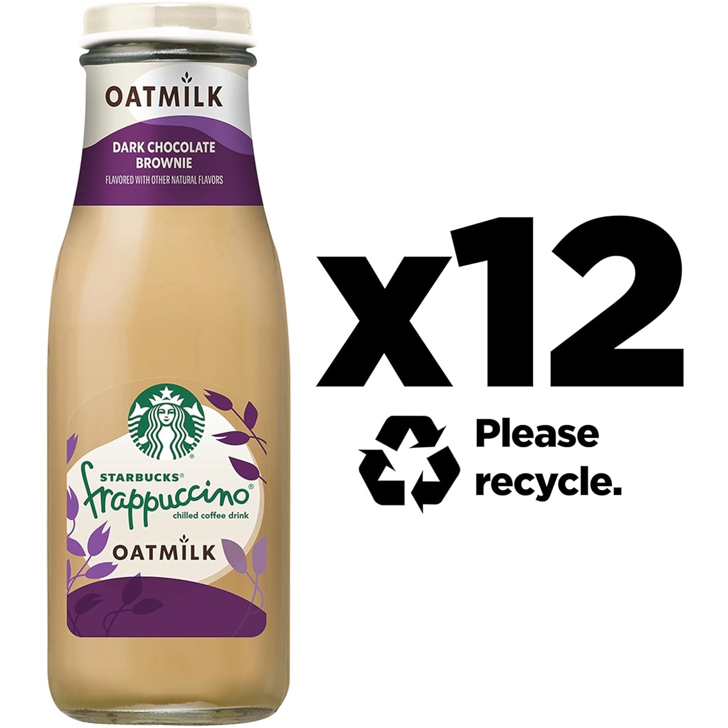 Starbucks Oatmilk Frappuccino, Coffee Drink, Dark Chocolate Brownie Oat Milk, 13.7 fl oz Bottles, Iced Coffee (Pack of 12)