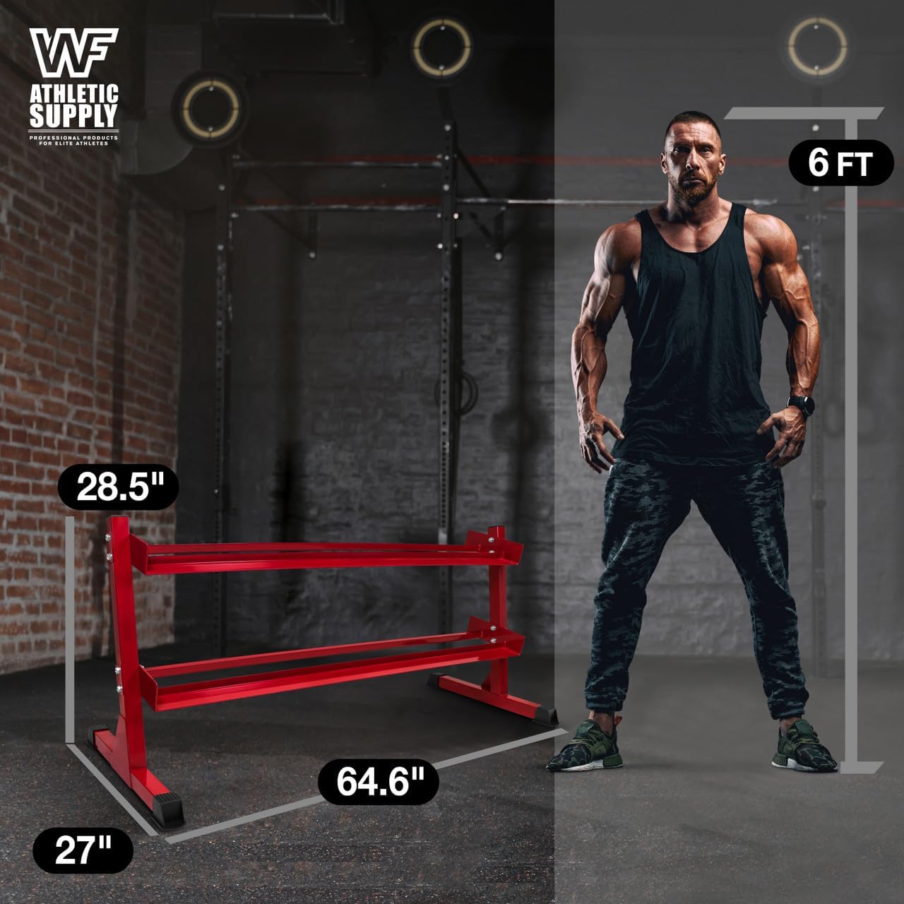 WF Athletic Supply Heavy-Duty Dumbbell Rack Stand, Weight Rack for Home Gym, Weight Holder, Available Sizes for Storage 5-50LB or 5-75LB Dumbbell Pairs, Black/Red/Green/Blue, RACK ONLY