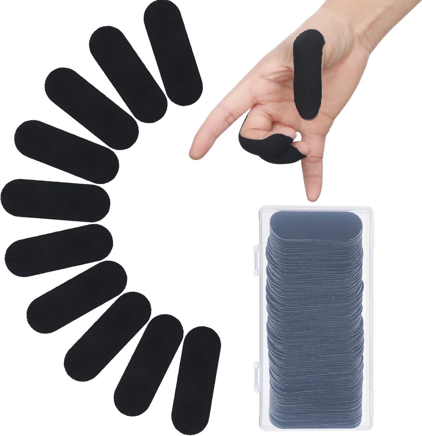 Civaner 120 Pieces Bowling Thumb Tape with Portable Box Bowling Finger Tape with Protector Protective Performance for Bowlers Exercise Sport(Black)