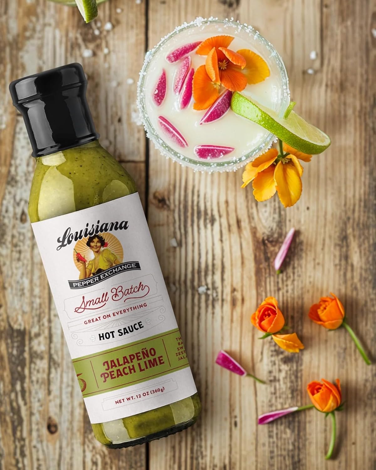 Louisiana Pepper Exchange Peach Jalapeno Lime Hot Sauce, Gluten-Free, 12 Fl Oz, 2-Pack