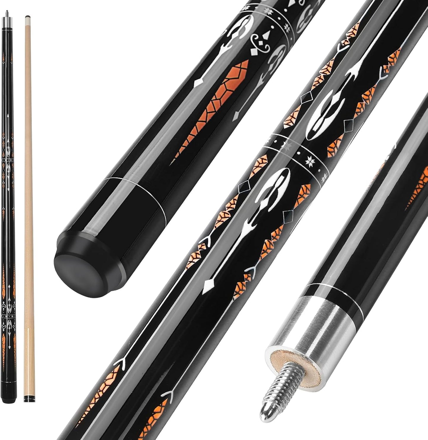 Pool Cue, 58" Billiard Cue Stick 2-Piece 13mm Maple Wood Pool Cue Stick 18 19 20 21oz for Bar House Pool Table Sports