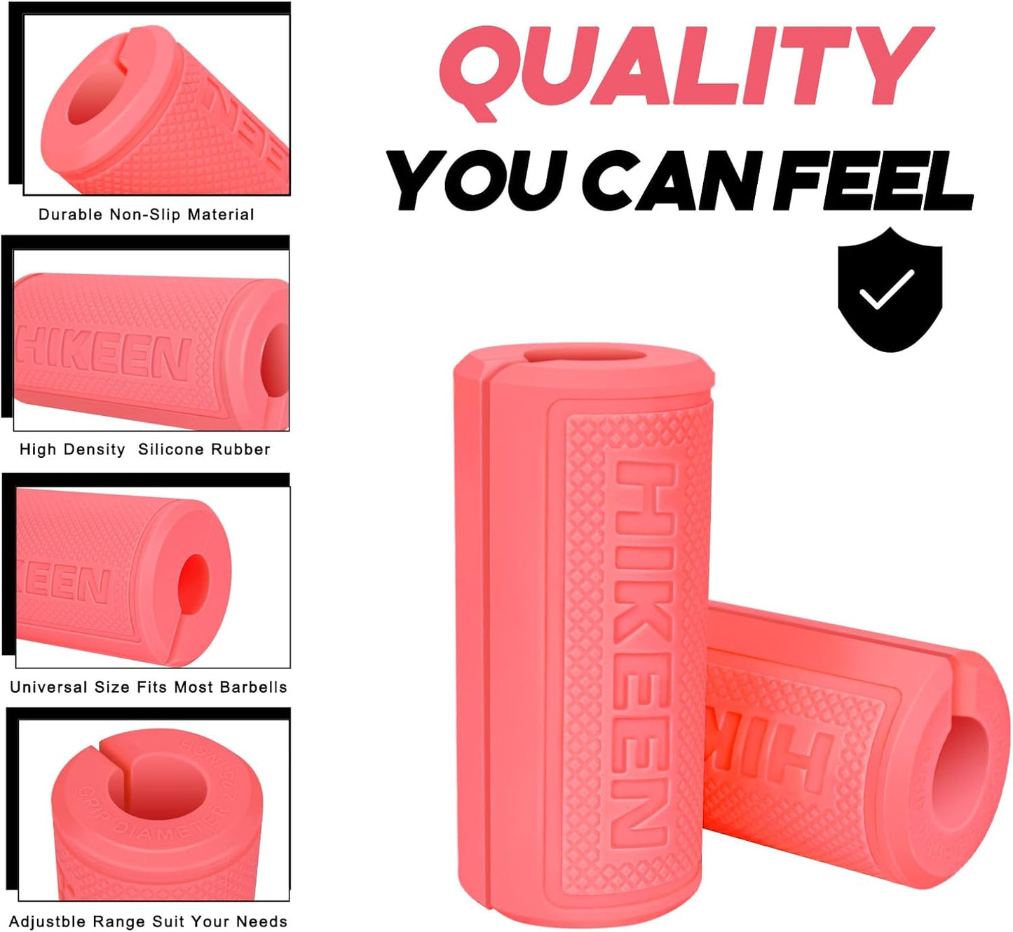 Hikeen Thick Bar Dumbbell Grips,Non Slip Hard Rubber Barbell Grips,Grips for Weight Lifting, Muscle Building-1.77", 2", 2.25" & 2.75" Outer Diameter