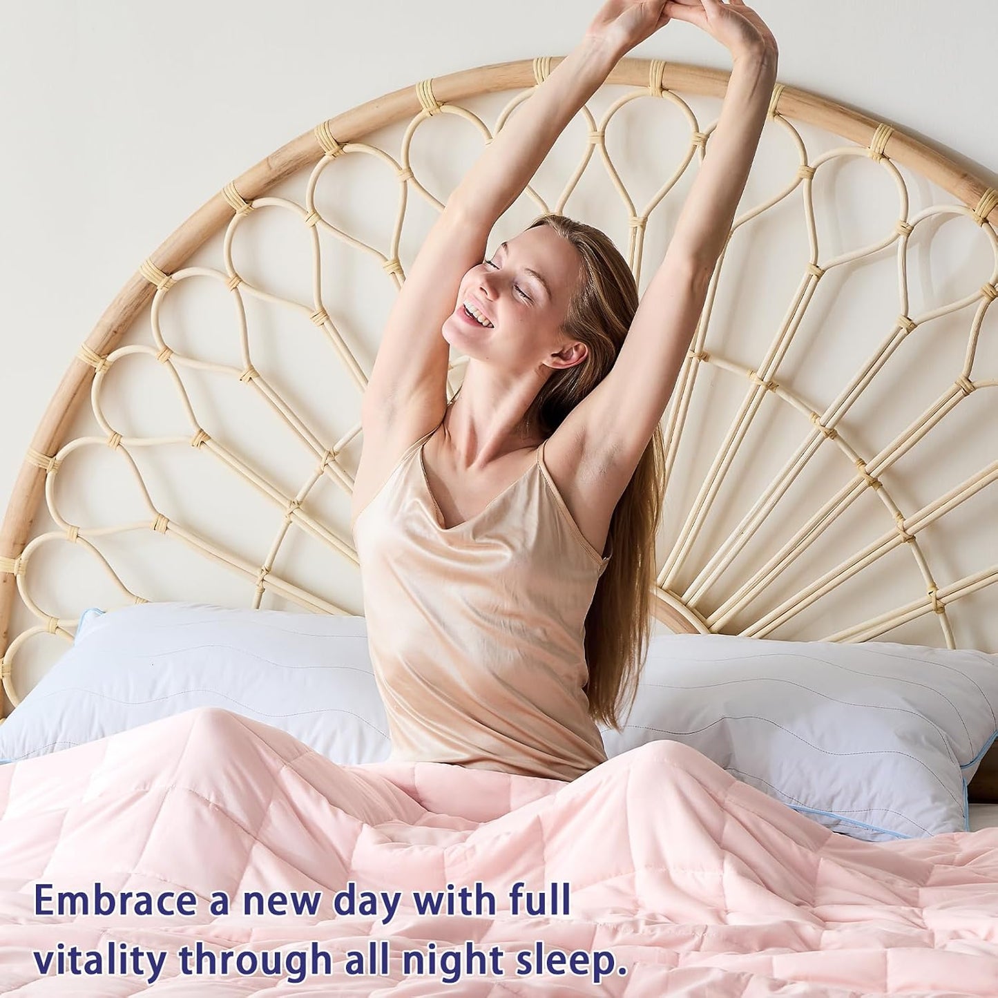 yescool Weighted Blanket for Adults (12 lbs, 60" x 80", Pink) Cooling Heavy Blanket for Sleeping Perfect for 110-130 lbs, Queen Size Breathable Blanket with Premium Glass Bead, Machine Washable