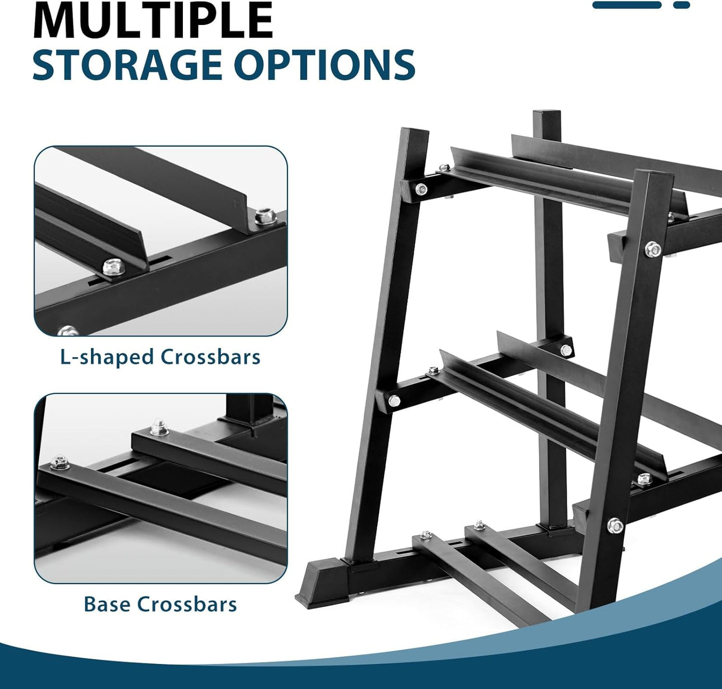 Dumbbell Rack, Bongkim Dumbbell Set with Rack Stand, Dumbbells Weights Rack for Home Gym, Weight Rack for Dumbbells, Kettlebells, and Weight Plates 1100LBS