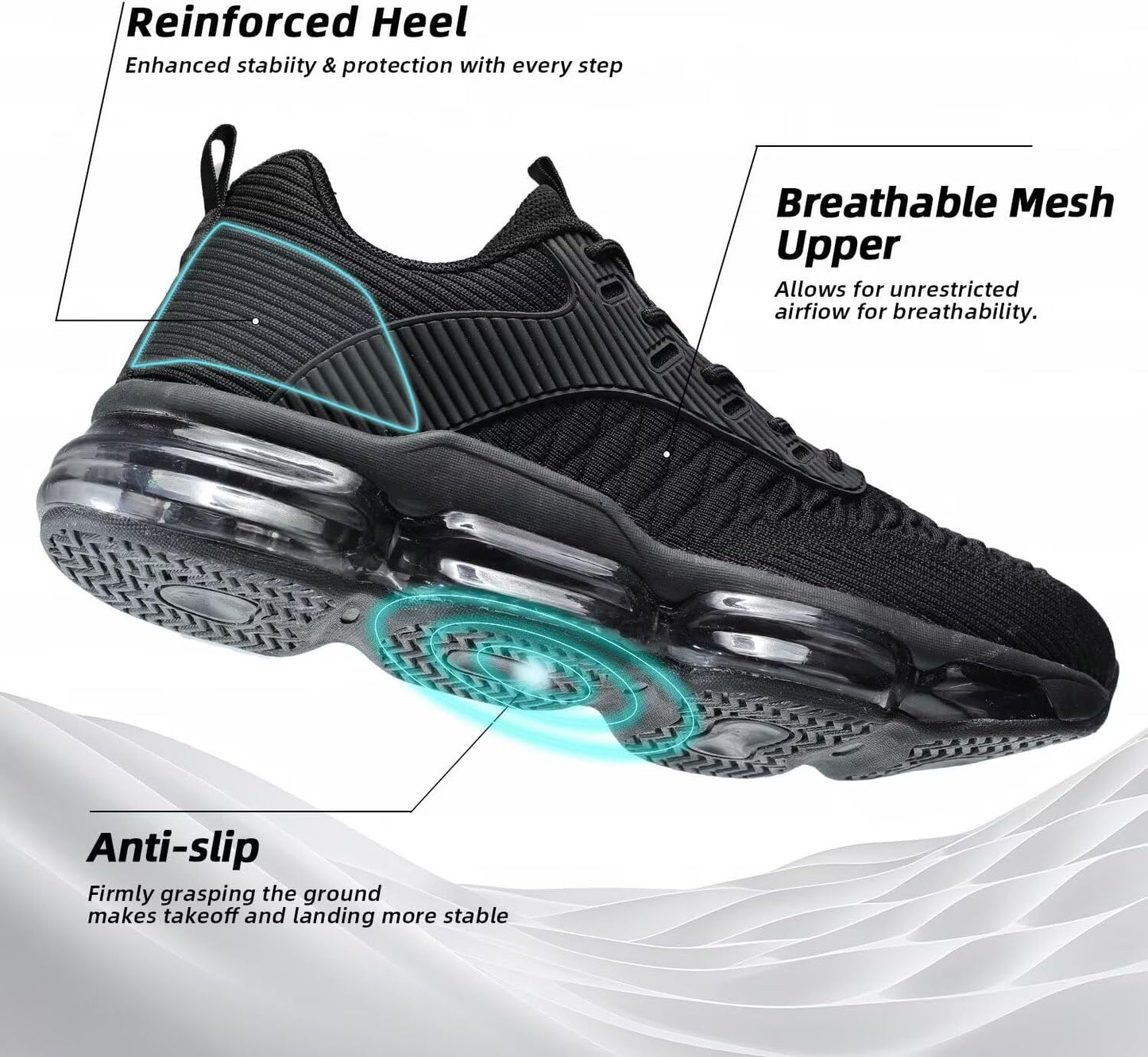 Mens Running Shoes Air Low Top Comfort Walking Lace Up Sneakers Breathable Fashion Tennis Sport Gym Fitness Cross Trainers
