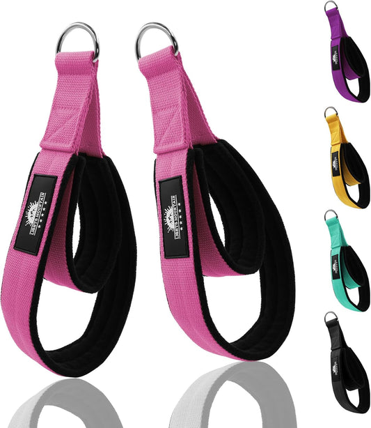 1 Pair Pilates Double Loop Straps for Reformer Fitness D-Ring Straps Handle, Yoga Exercise Accessories for Home Gym Workout