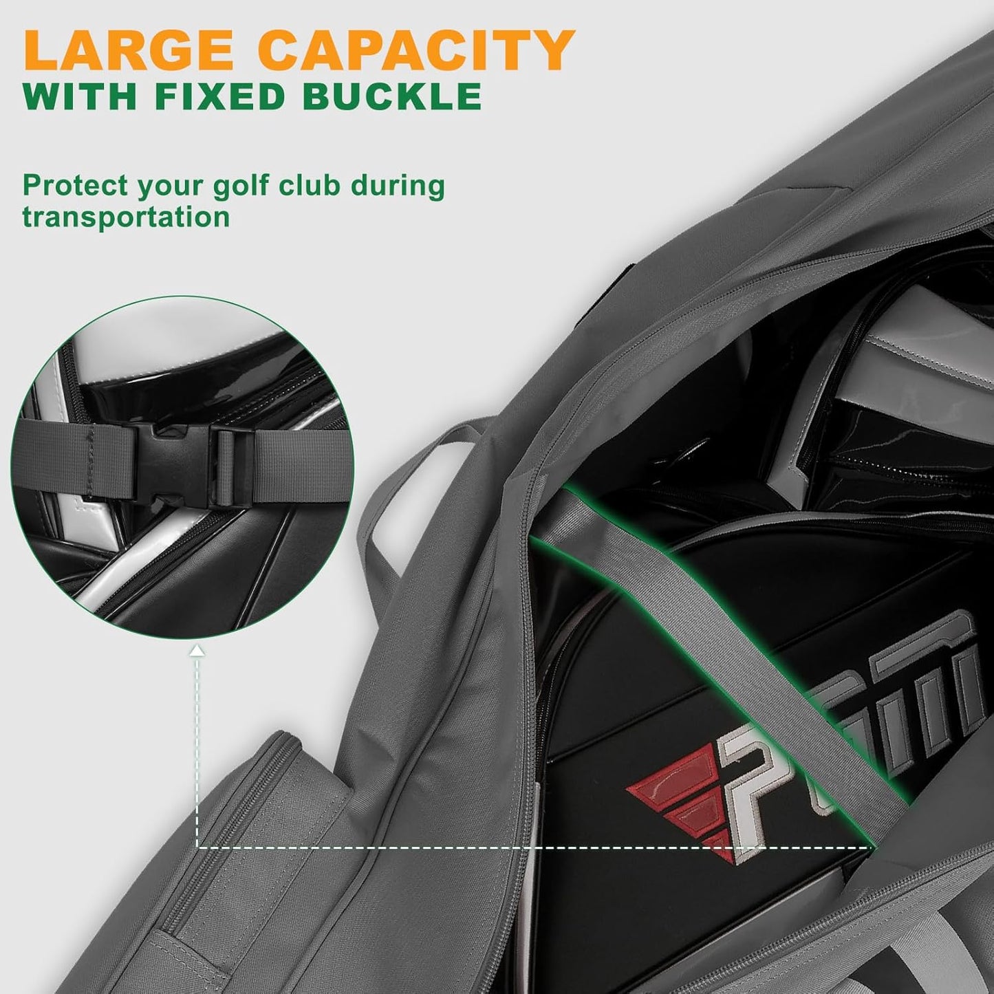 Golf Travel Bags for Airlines with Adjustable Support Rod and Detachable Shoulder Straps, Soft Foldable Golf Club Travel Covers, 900D Heavy Duty Oxford