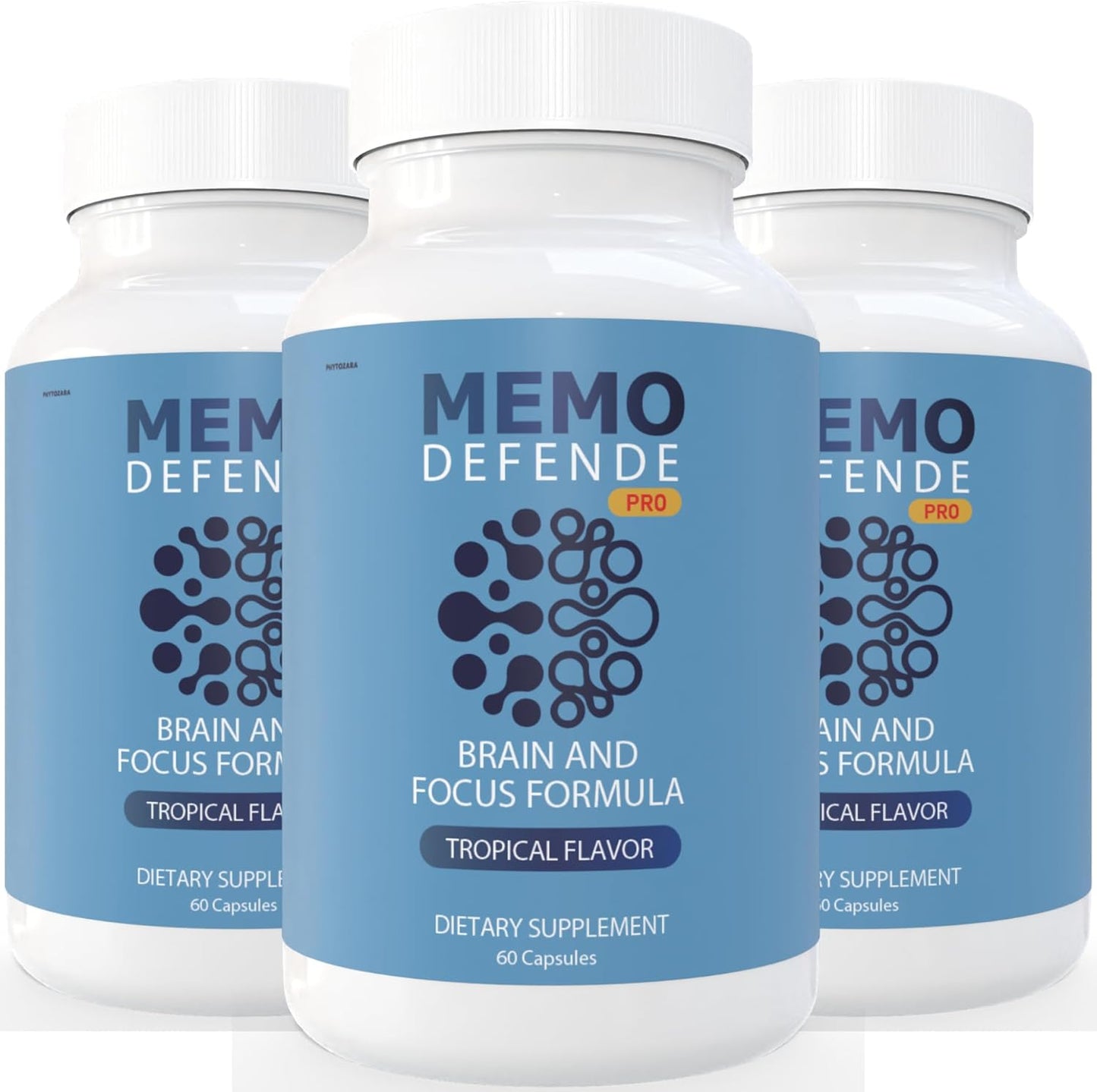 Memo Defende Pro Brain and Focus Formula, Tropical Flavor, 60 Capsules, Dietary Supplement with Vitamins and Minerals (3)