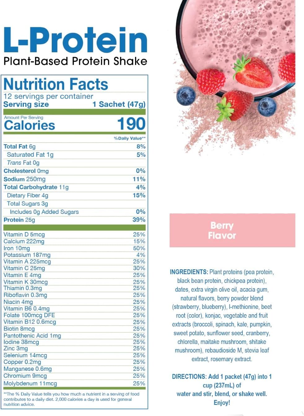 Prolon Longevity Plant Based Protein Powder | Muscle Synthesis & Repair, Healthy Aging, Boost Performance | Vitamins, Gluten Free, Amino Acids, Antioxidants | 25g of Protein | Berry, 24 Packets