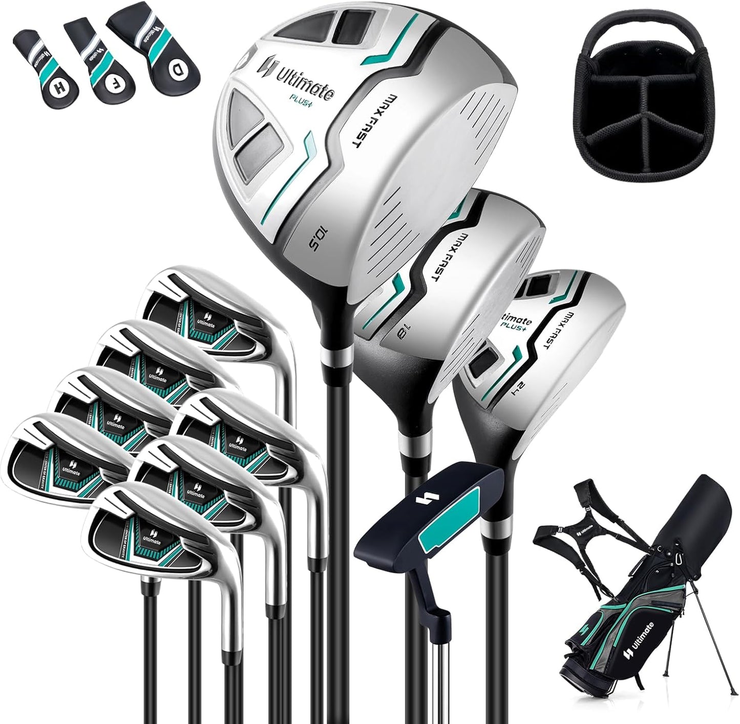 Goplus Complete Golf Club Package Set for Men, 11 PCS Right Handed Golf Clubs with 460CC #1 Driver, #3 Fairway Wood, #5 Hybrid, #5/#6/#7/#8/#9/#S/#P Irons, Putter, Golf Stand Bag with Rain Hood