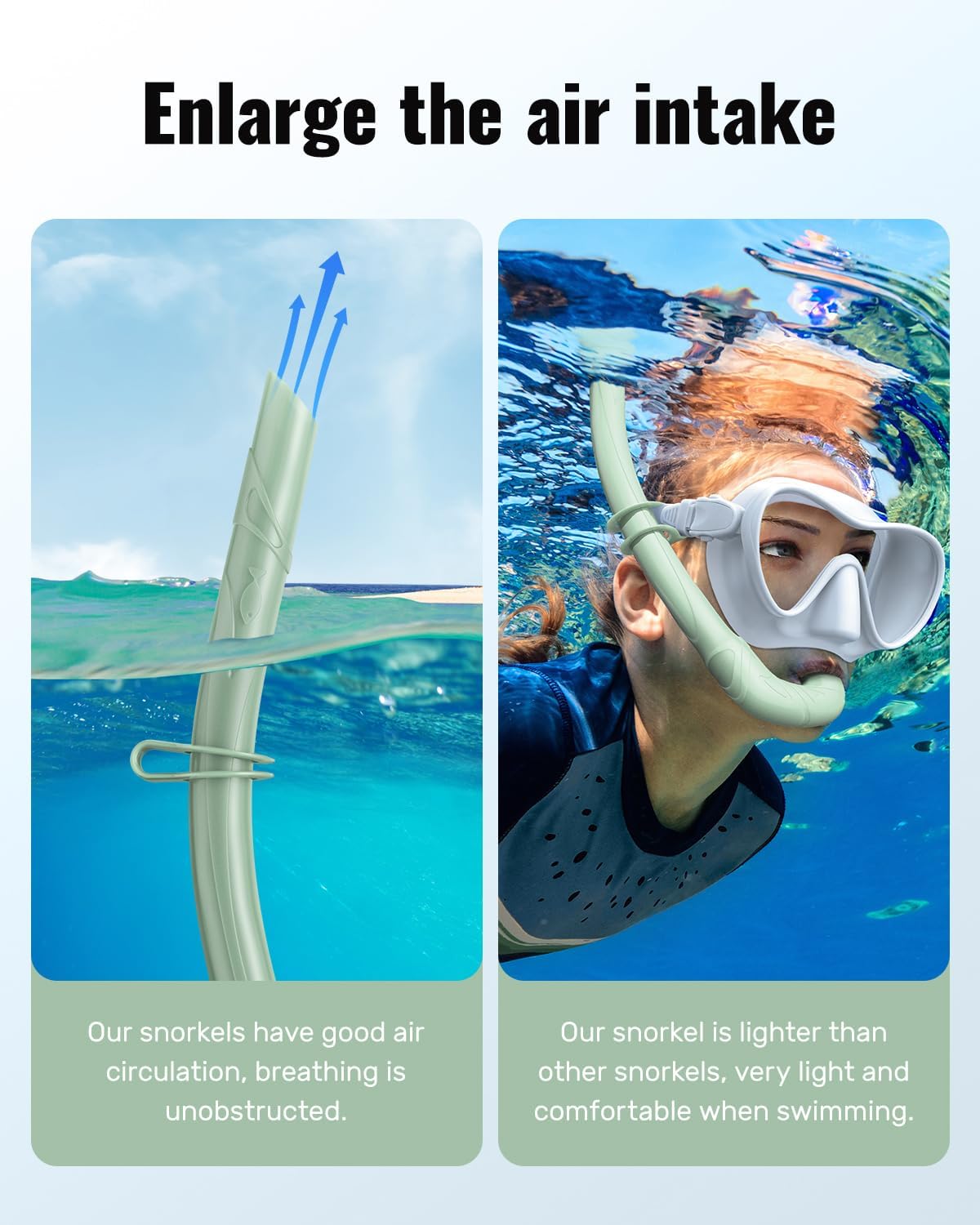 W WSTOO Adults Diving Snorkel Breathing Tube Silicone Flexible Foldable Snorkel Anti-Drop for Freediving Swim Training,Diving and Scuba Diving,Easy to Carry for Travel