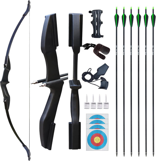 D&Q Archery Bow and Arrow Set for Adults Beginner Teenagers Youth, Takedown Recurve Bow 20lbs 30lbs 40lbs Left and Right Handed Bow, Recurve Bow Set for Outdoor Target Practice