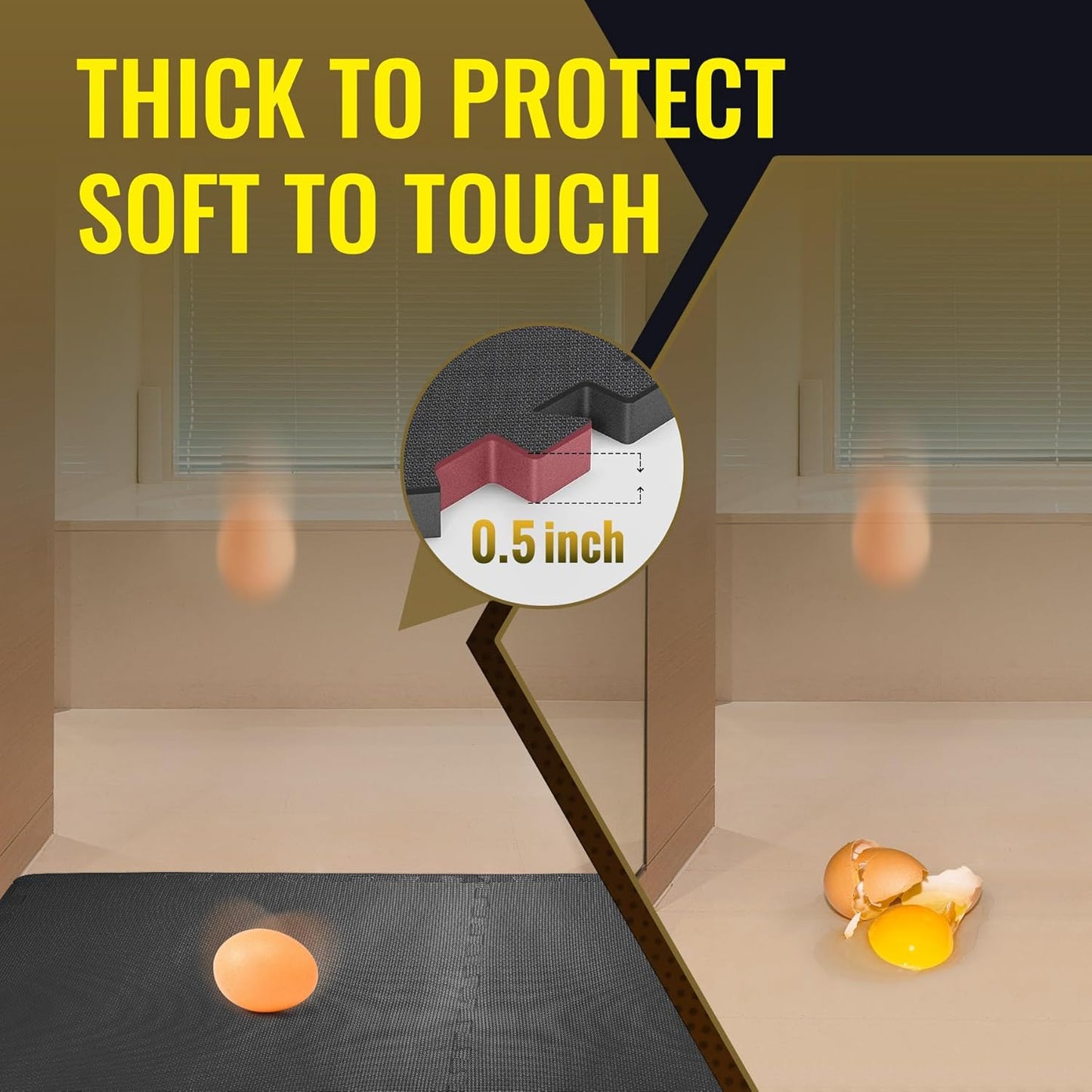 Hulkfit Puzzle Exercise Mat with EVA Foam Mat Interlocking Floor Tiles for Home Gym Mats Flooring for Garage Floor Padding for Kids Exercise Equipment Mats