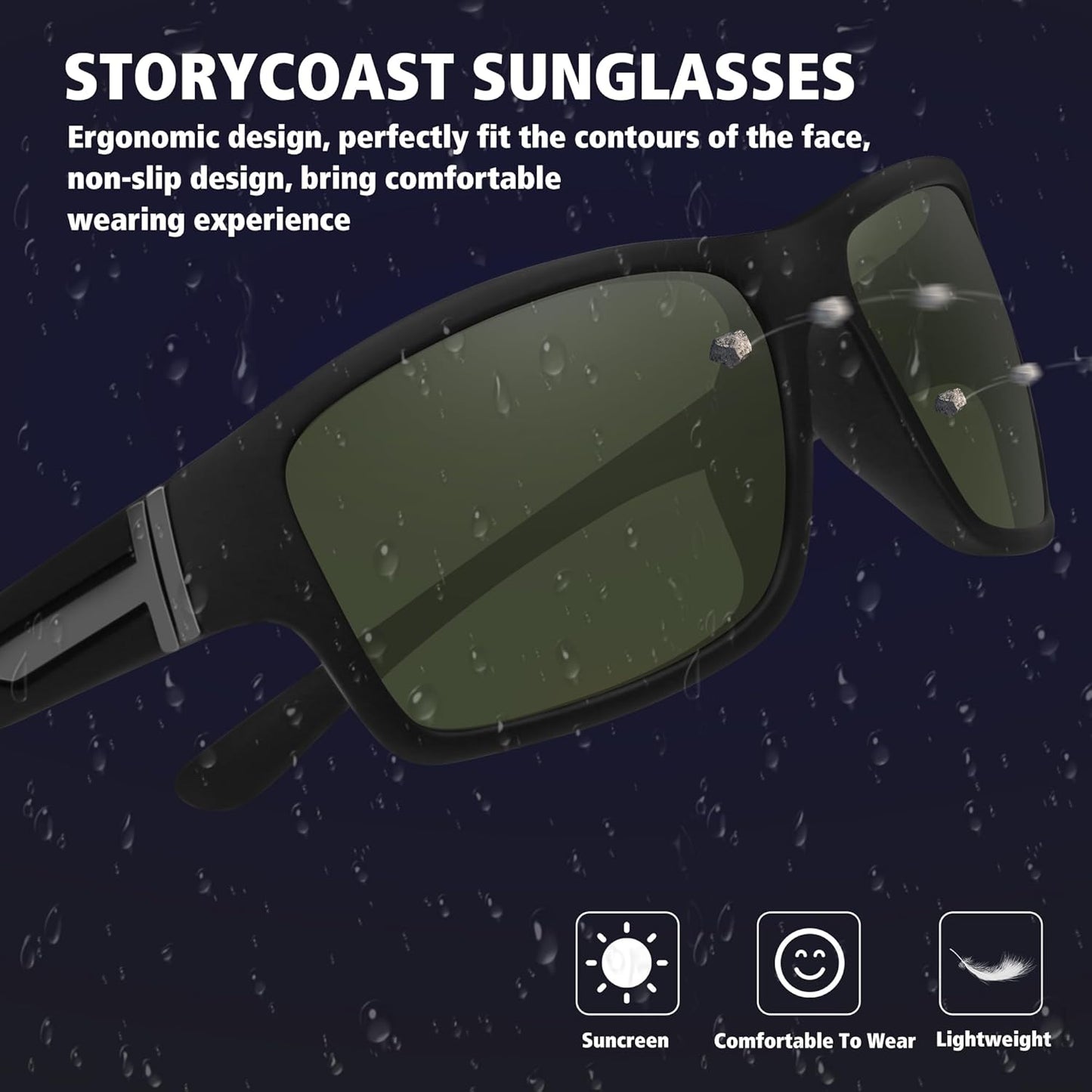 STORYCOAST Polarized Sports Sunglasses for Men Women Unbreakable Frame Cycling Fishing Driving