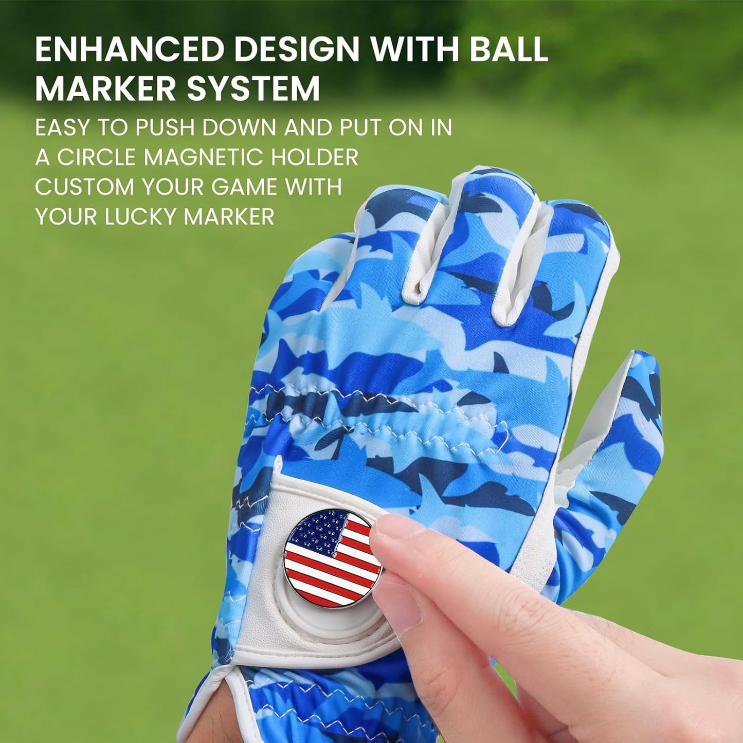FINGER TEN Golf Gloves Men Right Handed Golfer Left Hand with Ball Marker 2 Pack Leather Breathable Comfortable Weathersof Grip Size Small Medium ML Large XL