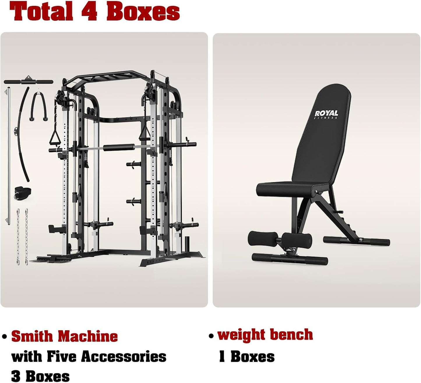 Smith Machine, Multifunctional Power Cage Rack with Smith Bar and Cable Pulley System, and LAT Pull Down Machine for Home Gym…