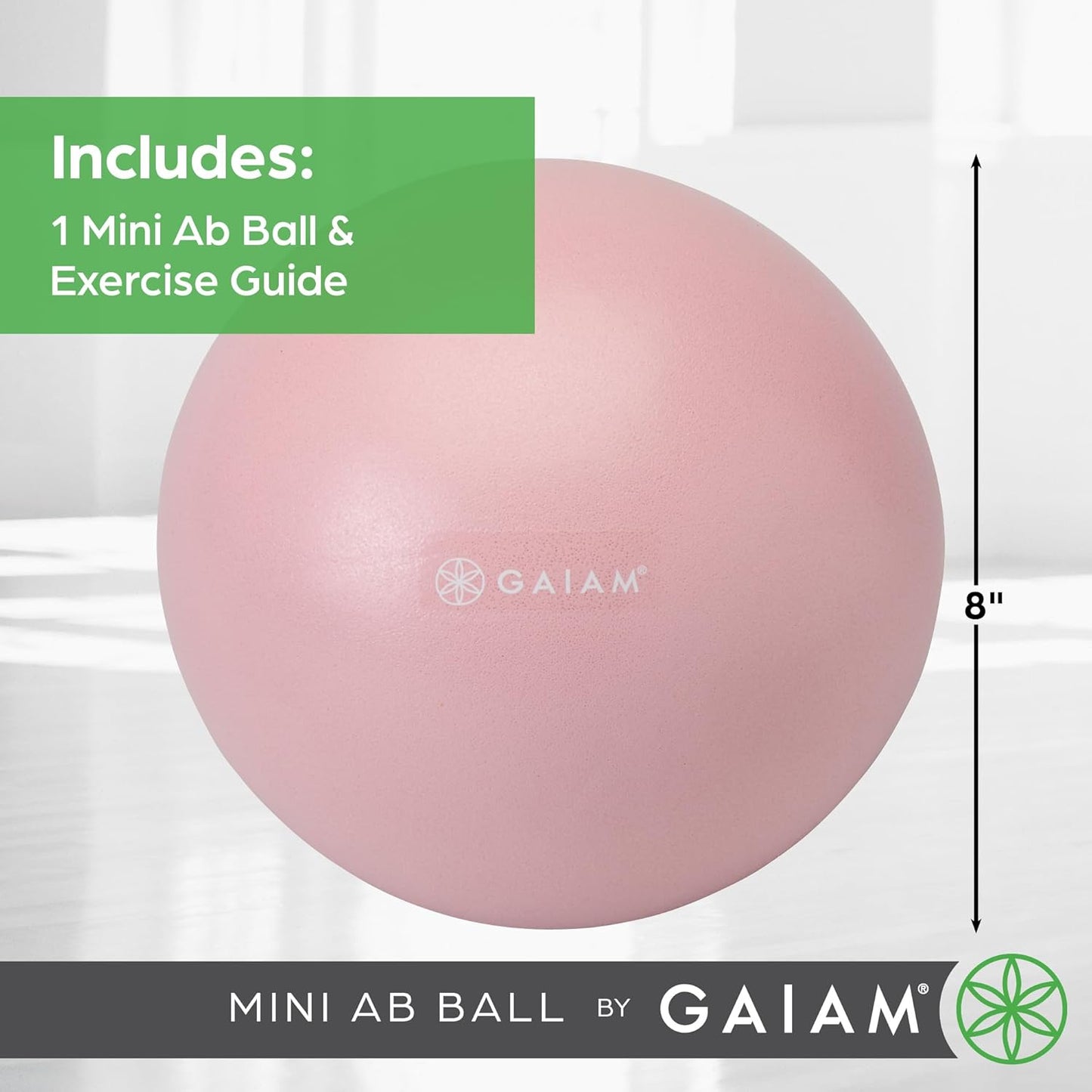 Gaiam Mini Ab Ball, 8 Inch Inflatable Anti-Burst Exercise Ball for Core Strength, Pilates, Yoga, and Physical Therapy, Includes Inflation Straw, Plug & Downloadable Exercise Guide