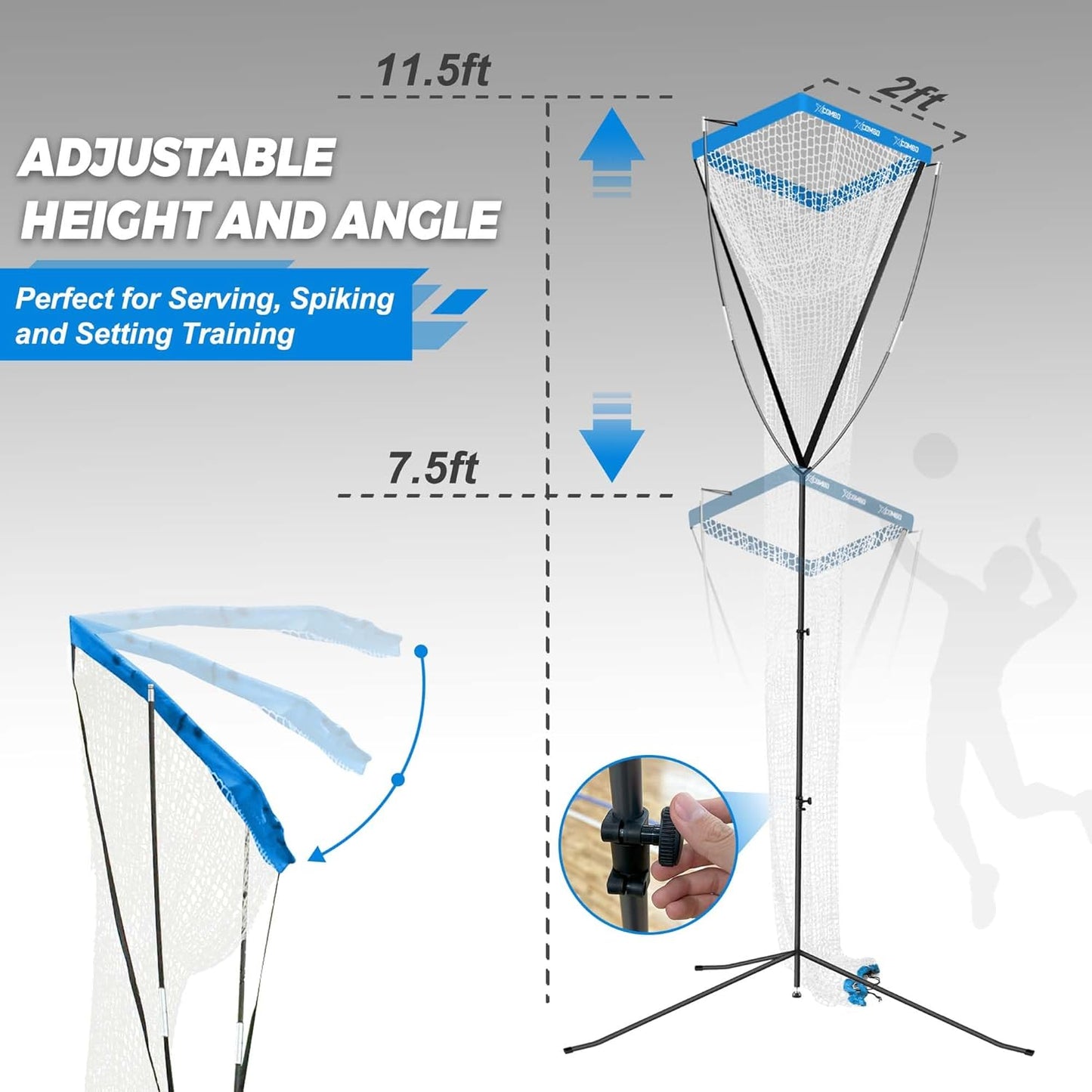 Volleyball Setter Trainer Net, Adjustable Height for Indoor and Outdoor Practice, Perfect for Serving, Spiking, and Setting Training Equipment