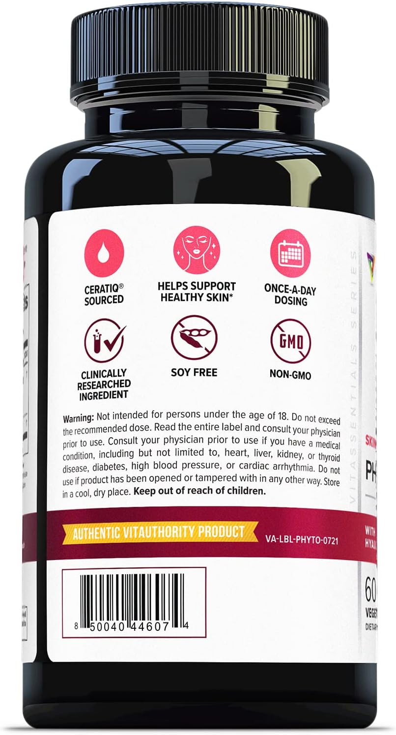 Hydrating Anti Aging Phytoceramides Supplement - Clinically Proven Ceratiq Ceramides with Hyaluronic Acid 700mg - Skin Barrier Repair Itchy Dry Skin Supplement for Women