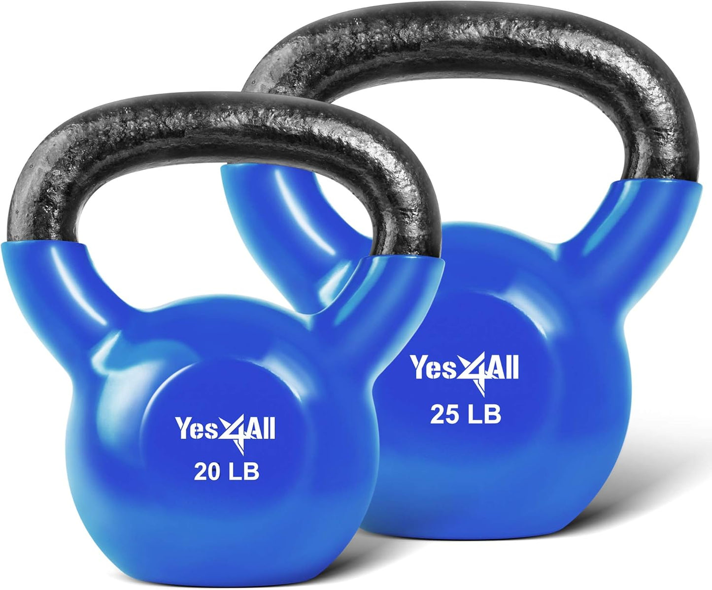 Yes4All Kettlebell Set Vinyl Coated Weights Combo for Full Body Workout Equipment Push up, Grip Strength Training, Dumbbell Weights Exercises