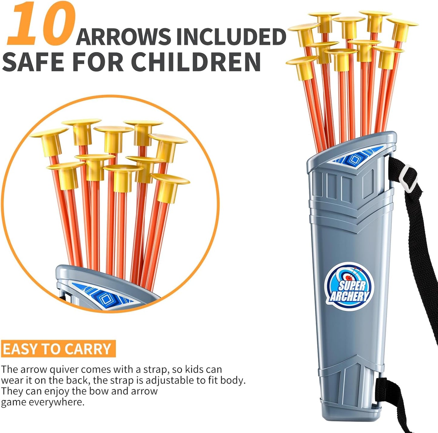 TEMI Bow and Arrow Set for Kids - Archery Toy Set - LED Light Up with Suction Cup Arrows, Target & Quiver, Indoor and Outdoor Toys for Children Boys Girls