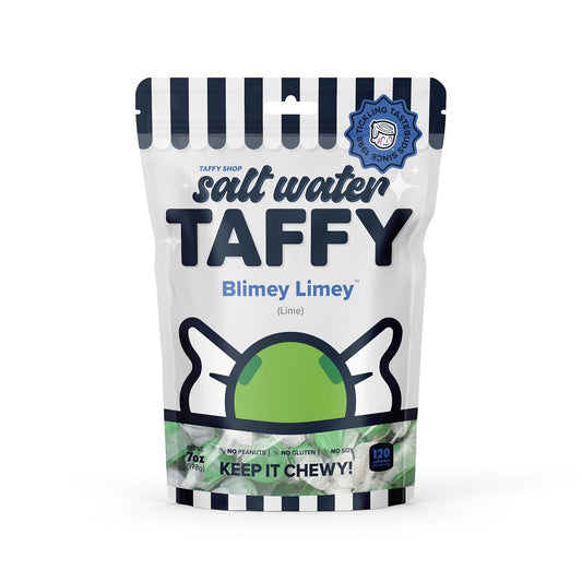 Taffy Shop Blimey Limey, Lime Salt Water Taffy Gourmet Soft Chewy Candy, Bulk Sweet Snack, Fresh Gift & Gluten-Free, 140 Individually Wrapped Pieces (32oz)