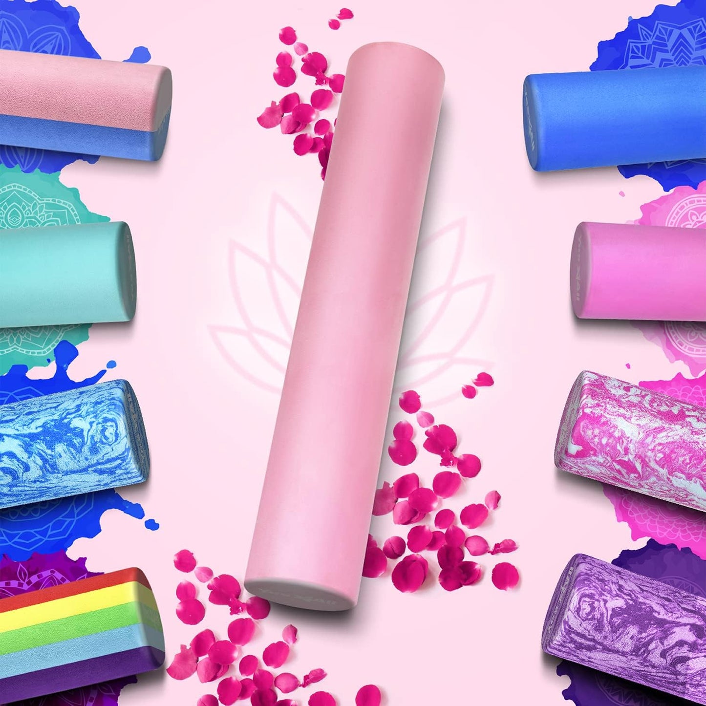 Yes4All EVA Firm Foam Roller for Back - Round Back Roller for Exercise, Yoga & Pilates 12/18/24/36 inch