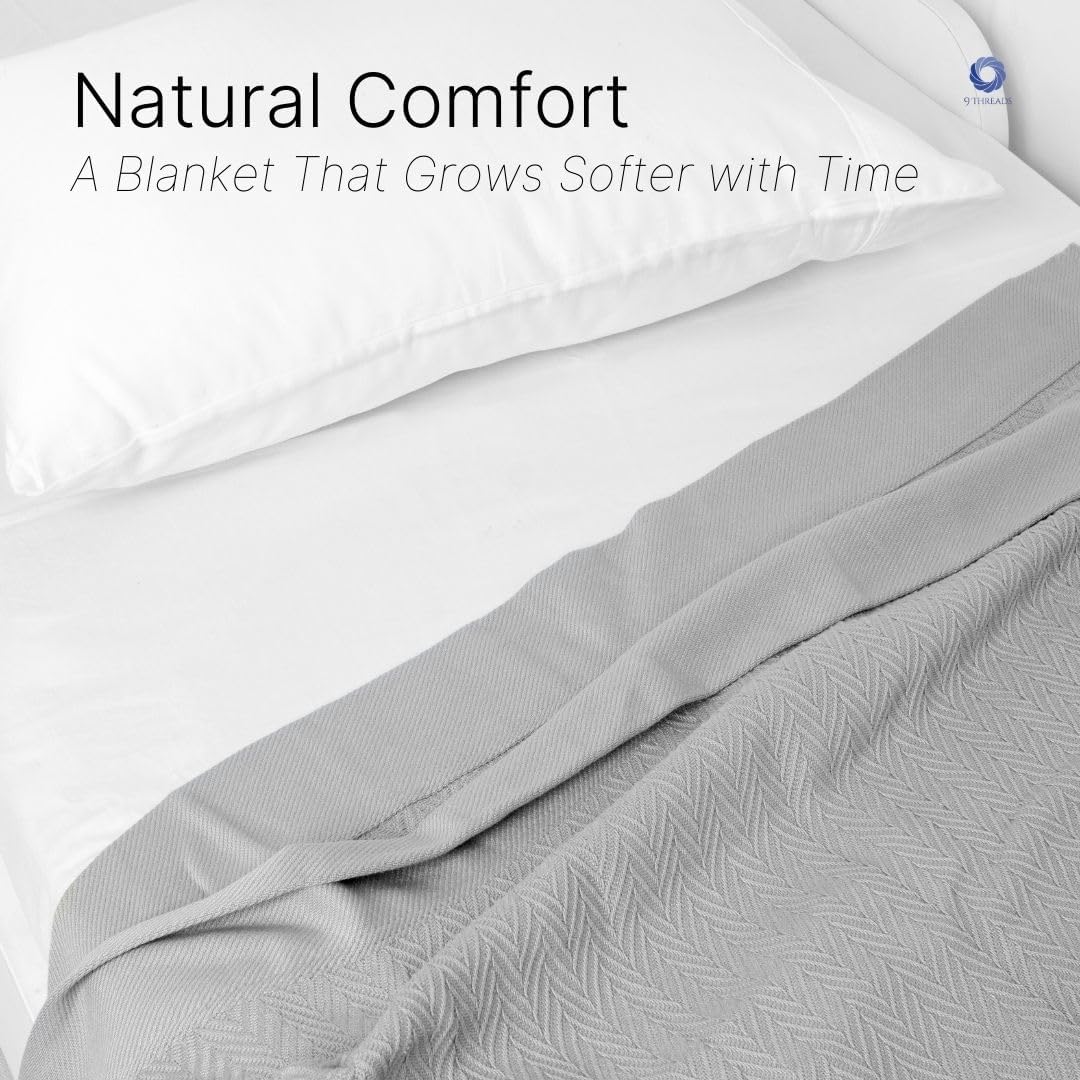 100% Cotton Herringbone Blankets, 108"X90" King, Throw Blanket for Bed All Season Cotton Blanket, Cozy Blanket,Throws & Bed Blanket, Throw Blanket for Couch, Modern Home Decor -Scottish Grey