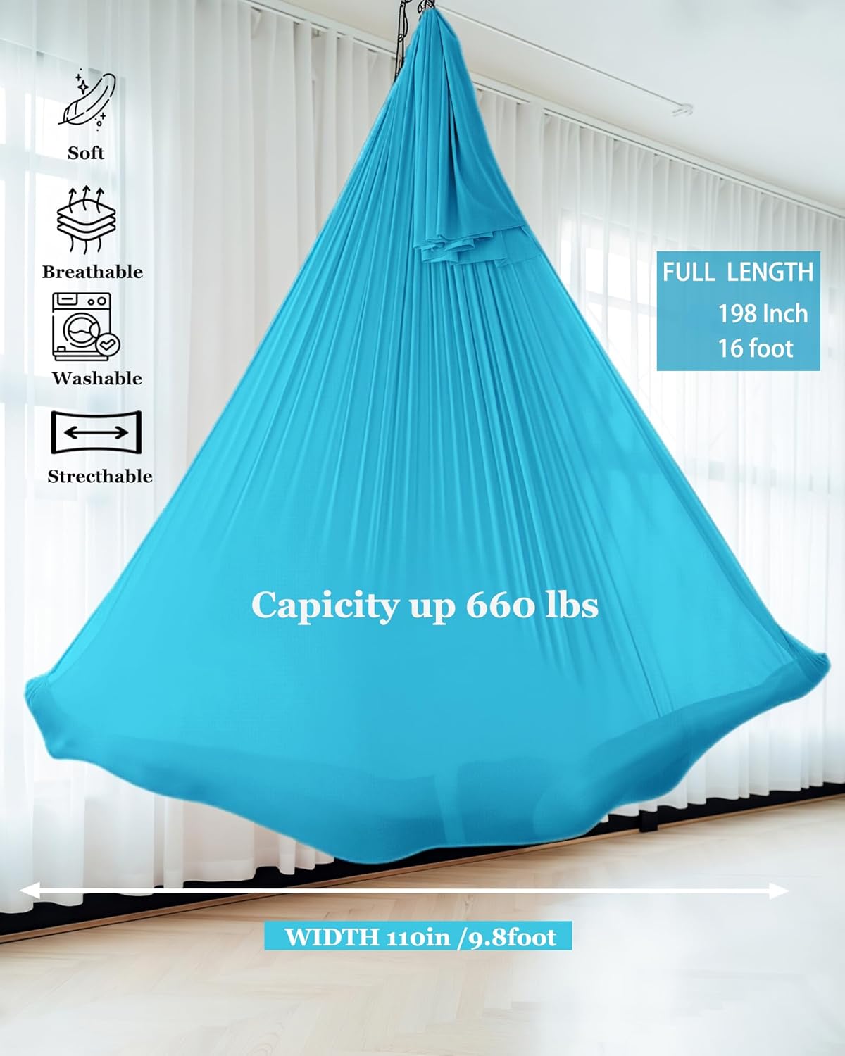 F.Life Aerial Silk Yoga Hammock & Swing for yoga Inversion,Strength training,starter hardware kit