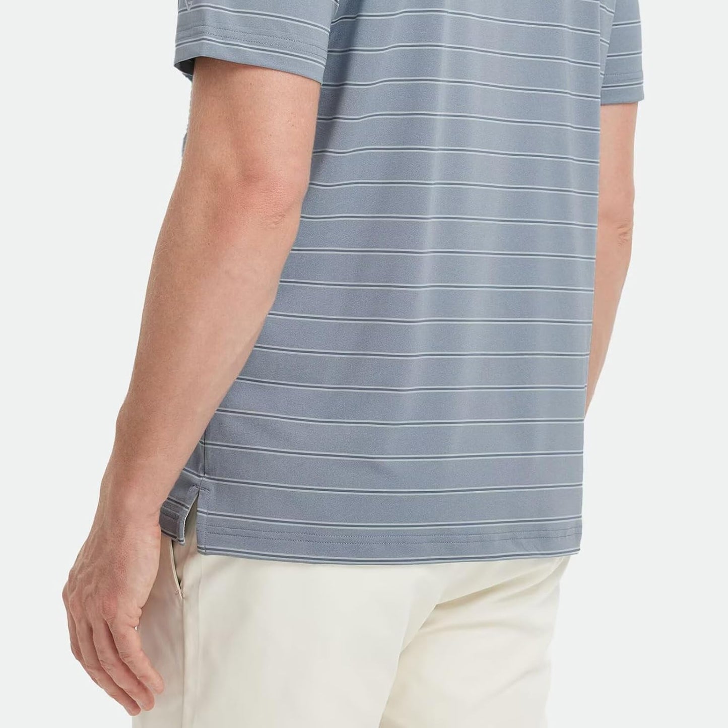 M MAELREG Golf Shirts for Men Moisture Wicking Striped Polo Performance Dry Fit Business Sports Mens Polo Shirts Short Sleeve