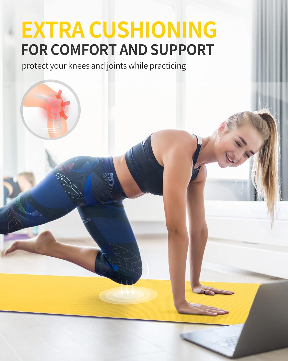 CAMBIVO Yoga Mat for Women Men Kids, 1/3 & 1/4 & 2/5 Inch Extra Thick Yoga Mat Non Slip, 72" x 24" TPE Yoga Mats, Workout Mat with Carrying Strap for Yoga, Pilates and Floor Exercises