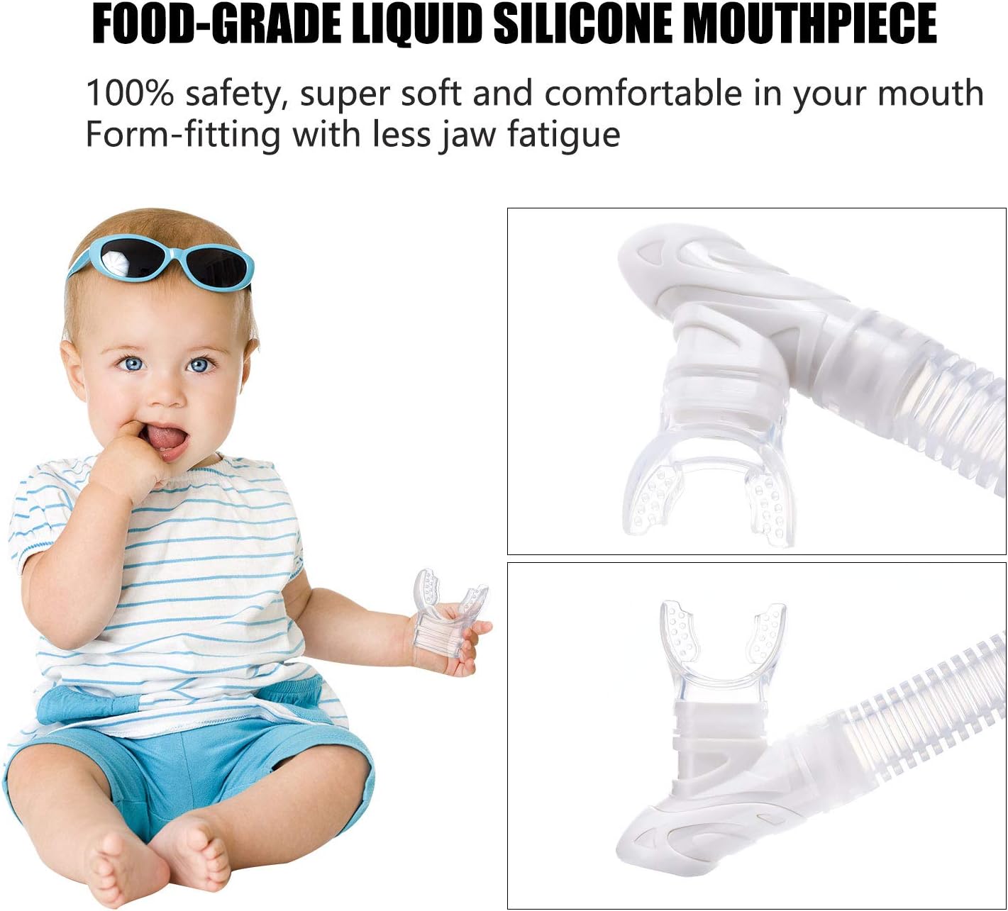 Aegend Dry Snorkel, Dive Mask Easy-Breath Free Diving Snorkel for Snorkeling Scuba Diving Freediving Swimming, with Top Dry Valve and Food-Grade Silicone Mouthpiece