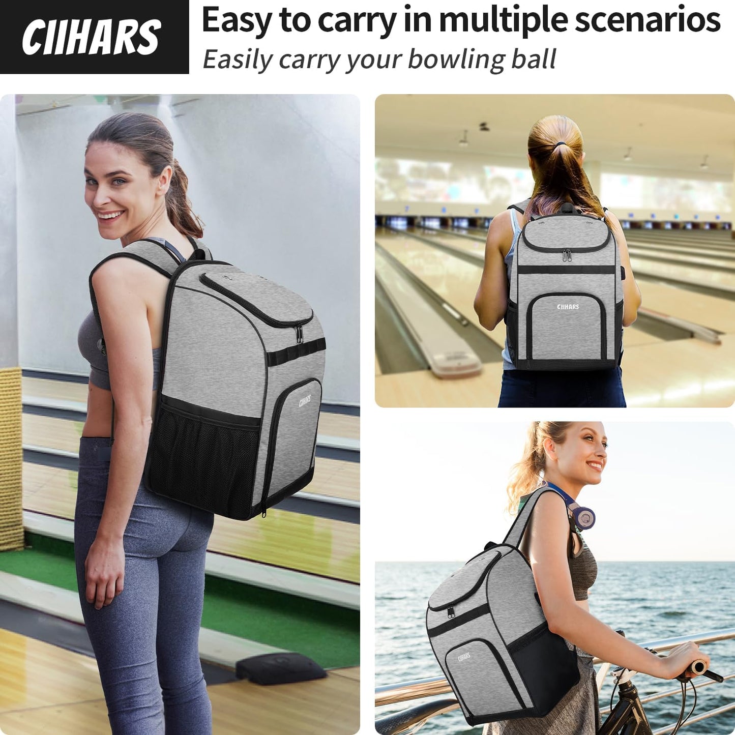 Single Bowling Ball Bag Backpack with Shoe Bag Up to Size 16, Accessories Gifts for Bowling Lovers,Bowling Bag with Padded Ball Holder