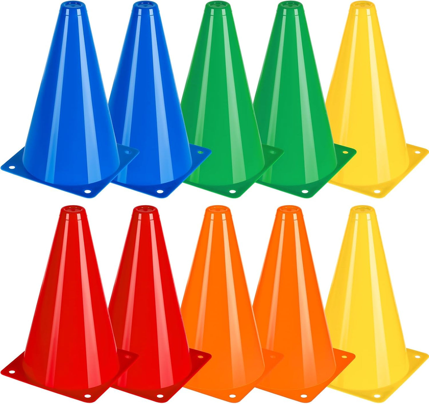 BiAnYC 7 Inch Plastic Sport Training Traffic Cones- Set of 10 Pcs/25 Pcs, 5 Colors(Orange/Yellow/Red/Blue/Green)