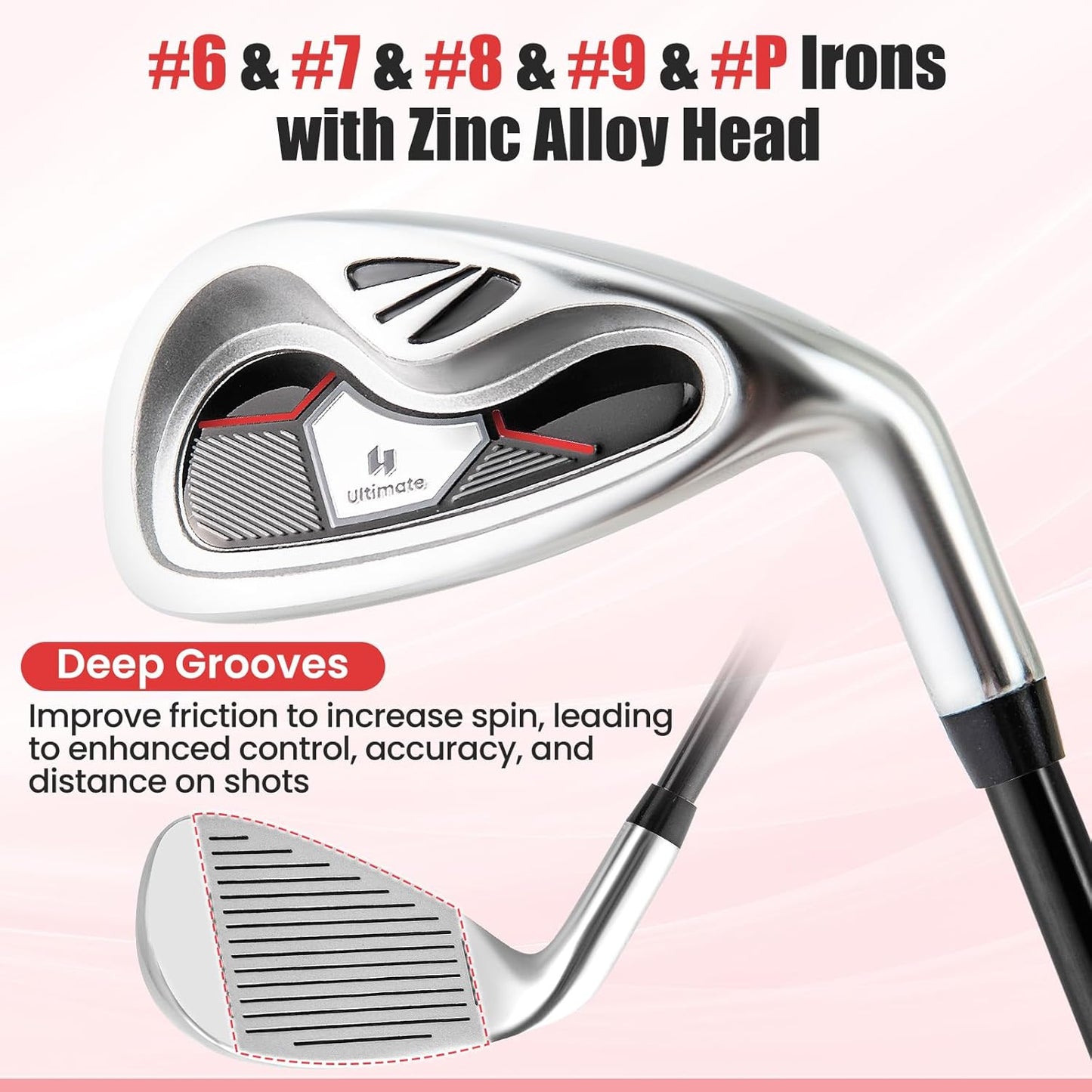 Tangkula 9/10/12 Pieces Women's Complete Golf Clubs Set, Golf Club Package Set with 460CC Driver, Fairway Wood & Hybrid, Irons, Putter, Portable Regular Golf Club Set