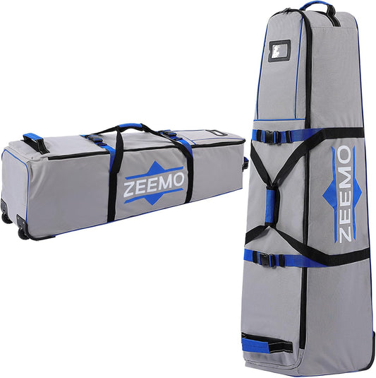 ZEEMO Golf Travel Bag, Full-Open Protective & Wheeled Airline-Approved Case for Clubs, Cart&StandBag, Soft-Sided Waterproof Cover Made of Heavy Duty Oxford