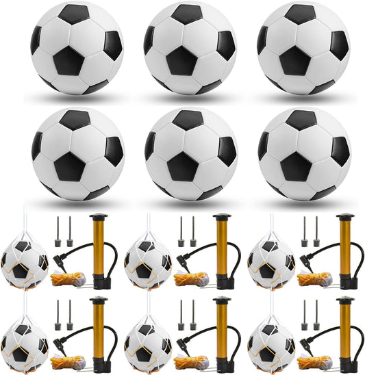 6 Pcs Deflated Soccer Ball Bulk with Pump Size 5/4/3 Sport Soccer Ball Training Ball for Adult Soccer for Game Match Birthday Party Gift