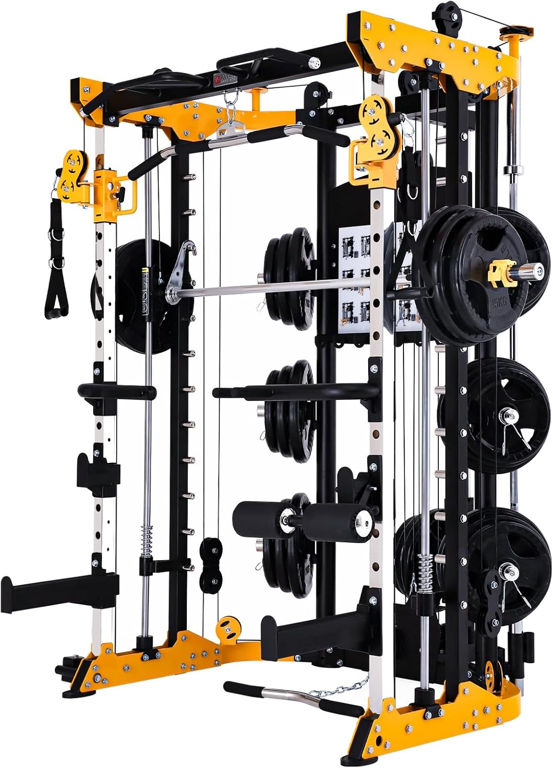 Altas Strength 3059 Smith Machine Home Gym Equipment with 1000 lbs Weight Capacity 2000 lbs Cables Strength Training Power Cages for Squats Presses Lunges Deadlifts Easy Assembly Included Accessories