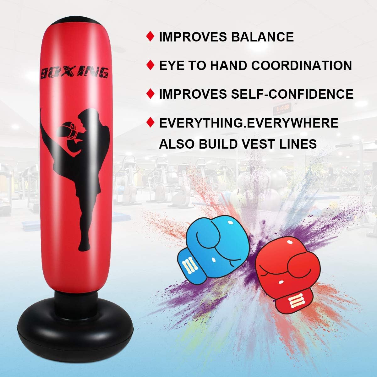 Punching Bag for Kids, Free Standing Boxing Bag for Bounce Back Focus Punching Bag for Practicing Karate, Taekwondo, De-Stress Boxing Bag for Kids.