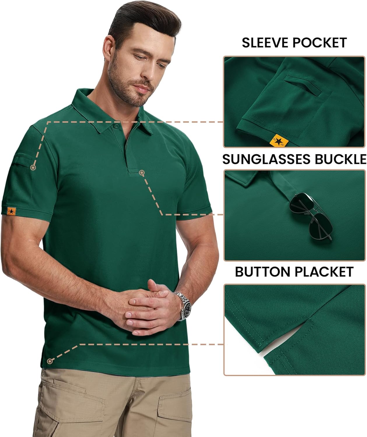 ZITY Mens 2 Pack Polo Shirts Short Sleeve Performance Sports Golf Shirt for Men Tactical Shirt