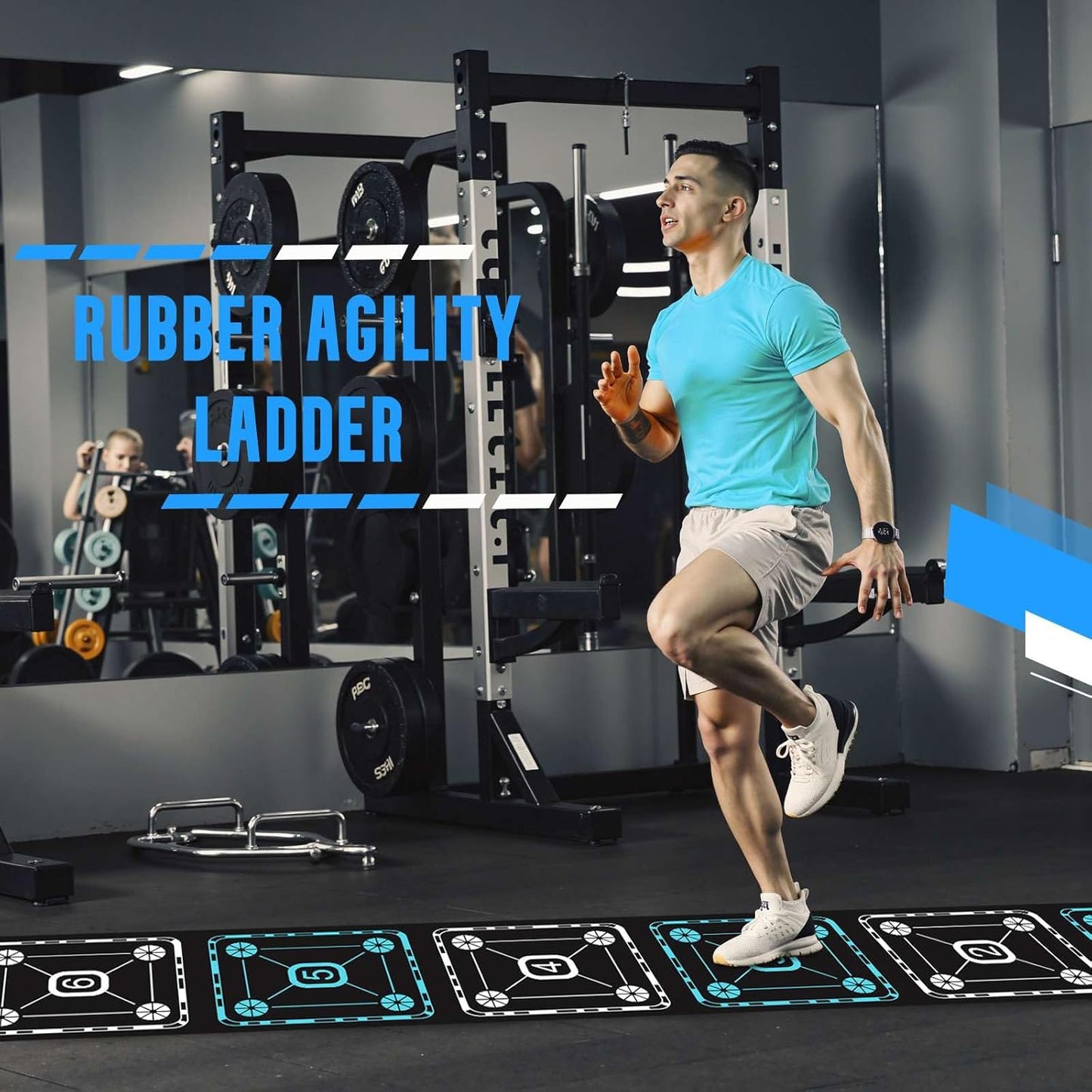 Agility Ladder Speed Training Equipment Set-15ft Non-Slip Agility Training Ladder, 10 Disc Cones, 5 Resistance Bands, Jump Rope, Rubber Ladder Mat for Soccer Footwork Drills Fitness Workouts