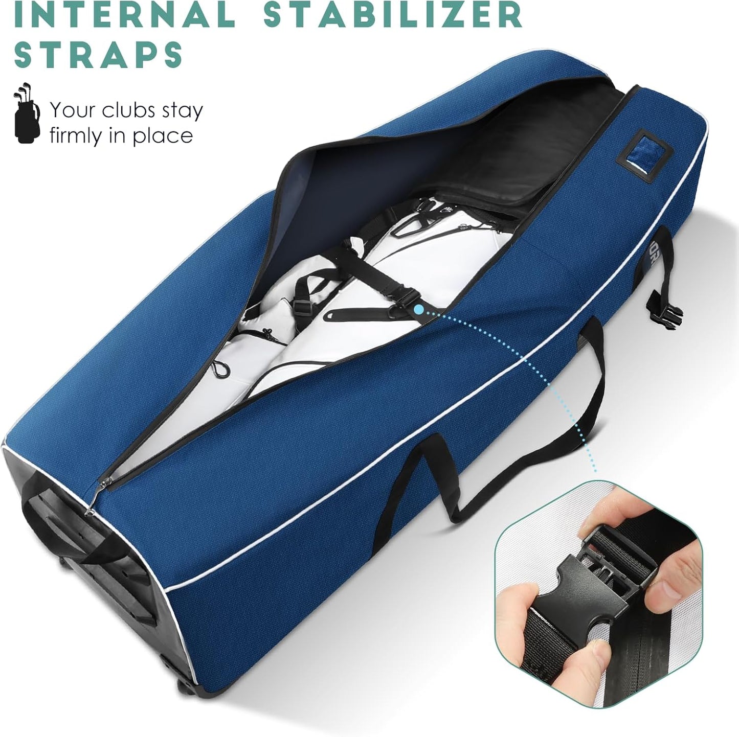 Golf Travel Bags for Airlines with Wheels, Soft-Sided 900D Oxford Cover, Padded Club Protection, Universal Fit Golf Gifts for Men and Women